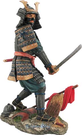 Japanese Akira Samurai Figures - "The Intellectual" A keen and swift decision in battle could determine life and death. Steeped in Japanese history, the name "Akira" represents "one of bright and intellectual mind". This soulful samurai is skillfully cast in resin and finely hand detailed.