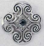 This beautiful Victorian brooch has been cast of gleaming lead free antiquated pewter. It is accented in black at its center with the ancient old technique of enameling. Perfectly sized at 1-1/2" x 1-1/2" for a simple black dress or jacket. Instantly adds classical style to your wardrobe!