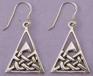 The Celtic earrings -  triad design with all energy rising to the center point is considered to have powerful positive energy...something everyone could use. Beautifully crafted in Sterling Silver. Dimensions exclude sterling silver French wires. 5/8" x 7/7".