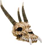Possess the ancient dragon skull of the most powerful creature of medieval lore! The dragon skull is cast in resin and detailed to a very old and realistic finish. For table or wall mount. 8" H.