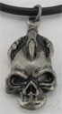 Our skull of doom pendant is 1 and 1/2 inches in height. The skull pendant comes with black cord. Check out our other skull pendants we have available for sale.