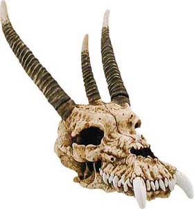 Possess the ancient skull of the most powerful creature of medieval lore! Our large dragon skull is cast in resin and detailed to a very old and realistic finish. For table or wall mount. 14" H.