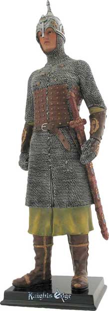 This beautifully crafted historical Norman knight figure attired in chainmail is expertly cast in resin and individually hand detailed to life likeness. An inspiring tribute to history's glorious past.