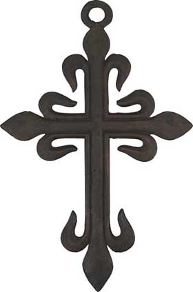Large heavy weight wrought iron medieval garden cross is perfect for indoor and outdoor use