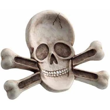 Aargh!, if you love your “Jolly Roger”, your mates and your smokes, here is a handy item that will keep in tradition with the pirate code and keep the “ashes off the bounty” to boot! This skull and cross bone ashtray is cold cast in resin and has been hand finished for a realistic bone coloring. It will hold multiple (4) cigarettes at one time and still leave a place for the ashes! But it is just as handy to hold small trinkets that you don’t want misplaced. Great for placing your keys or phone after a night of pillaging and plunder, so in the morning you won’t have to “hunt” for your treasure “buried” within some pocket or couch!. So, swill your rum, chart your next course, and put down your smoke in this aspiring pirate ashtray so you have all hands free to fondle your wench! What a great time to be a modern day pirate!  4-1/2 inches by 3-1/2 inches long. # 6023