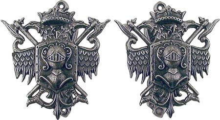 Pewter Coat of Arms Sword Hangers - Pewter Finish